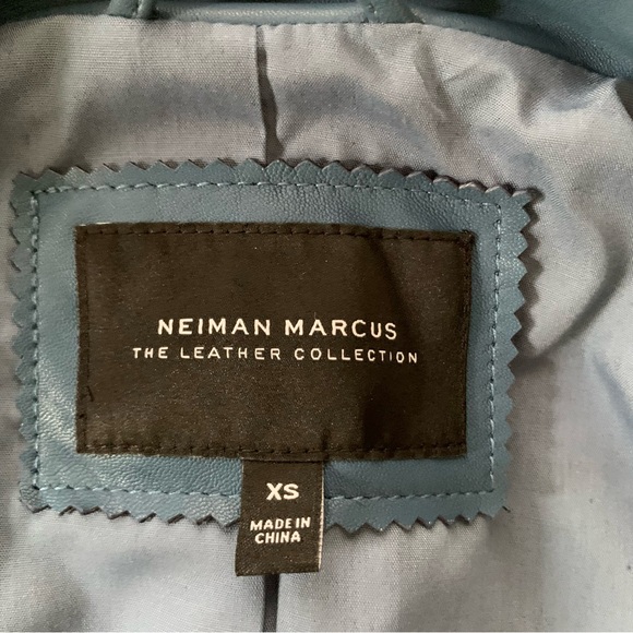 Neiman Marcus The Leather Collection Blue Leather Jacket XS worn once like New - Picture 8 of 16